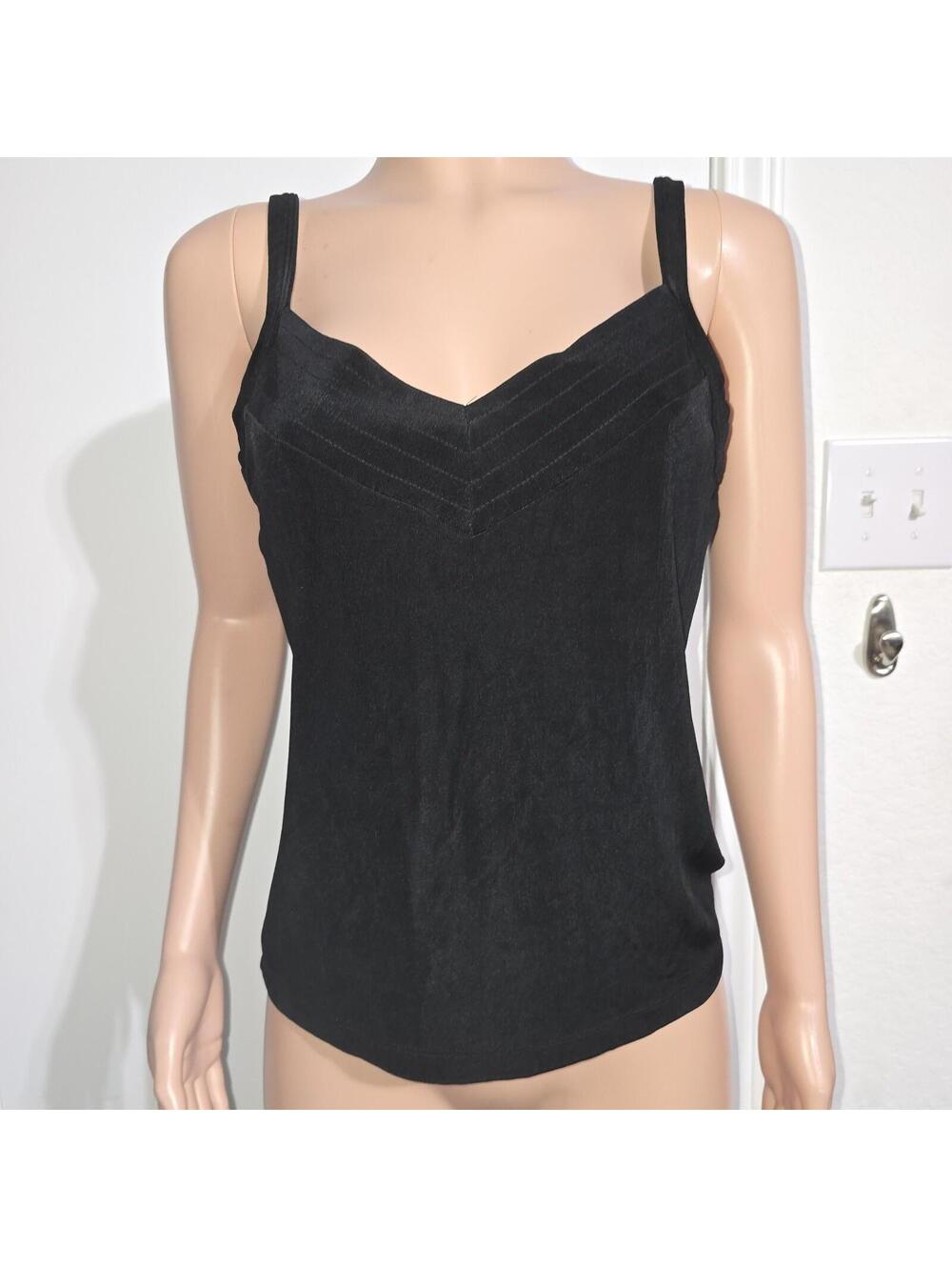Chico's Travelers Black V-Neck Sleeveless Tank Top Shirt Sz 2 Elevated Basics